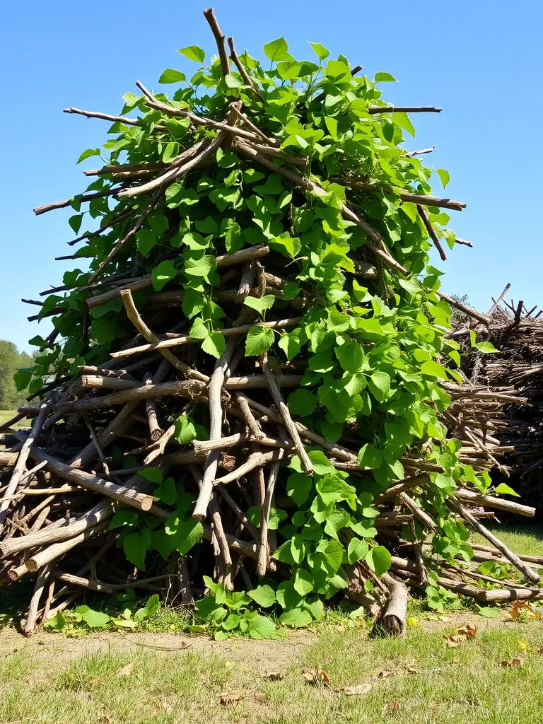 A neatly stacked pile of trimmed tree branches and logs, ready for removal, showcasing the company's commitment to cleanliness.